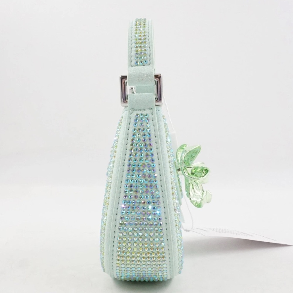 ❌SOLD❌ NWT [Self-Portrait] Crescent Bow Rhinestone Top Handle Mini Bag Green - Picture 9 of 16